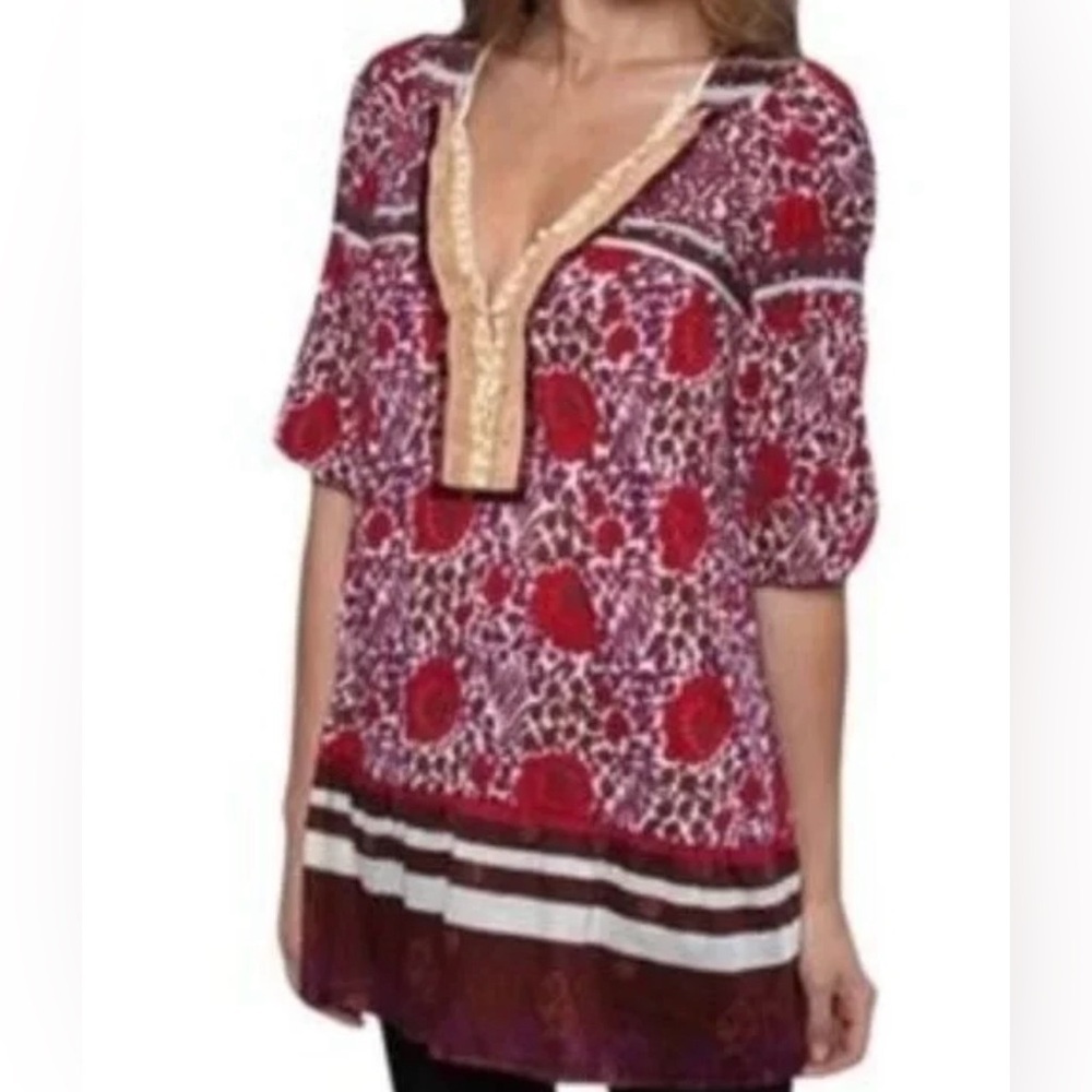 Free people Sweet Poland poppy multicolored Floral Red and white Mini dress